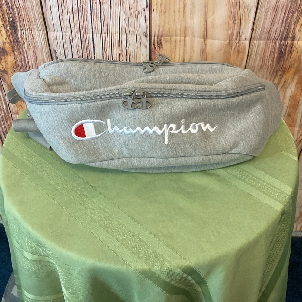 Champion Gray Fannie Pack or Sling Bag with Adjustable Strap with Design